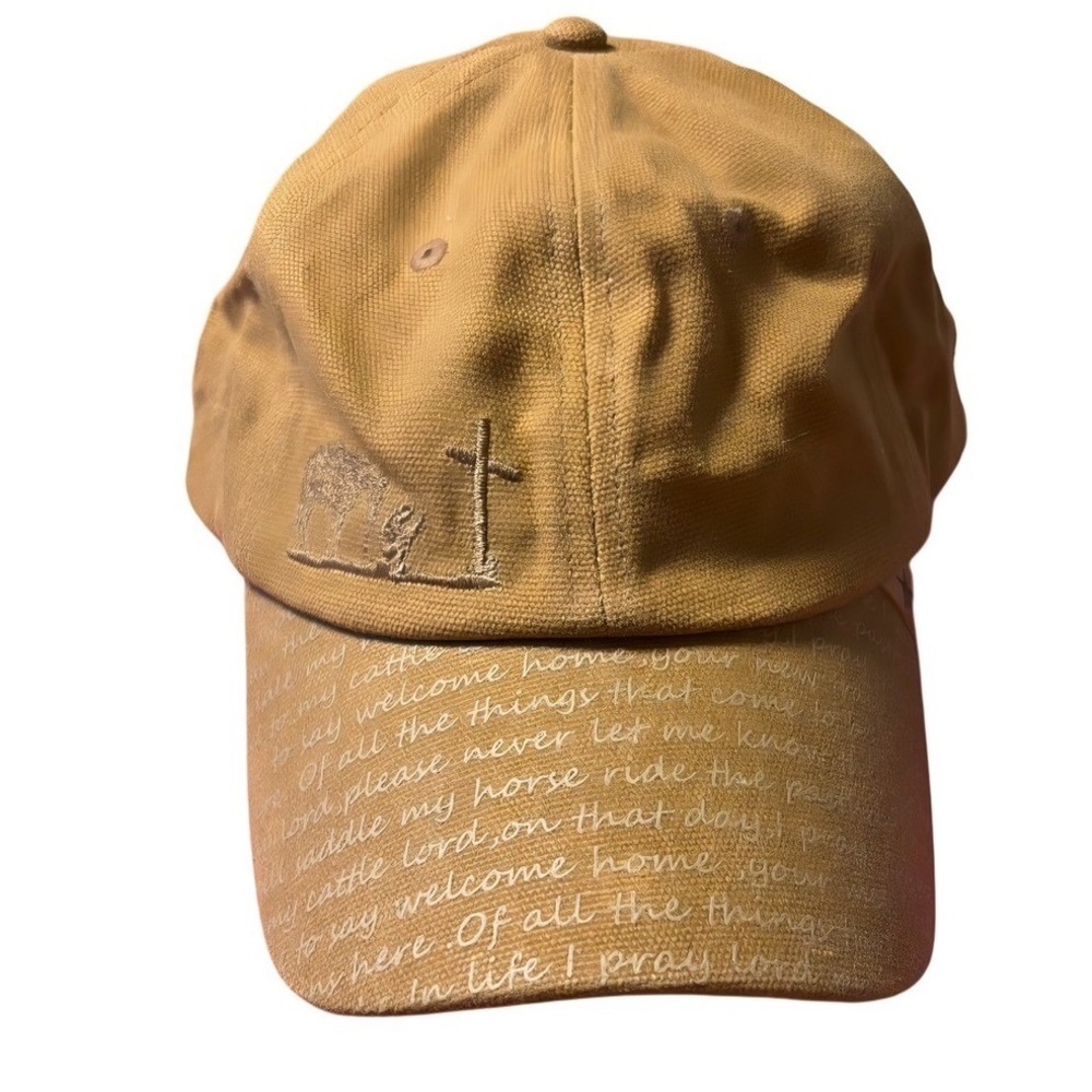 American Hat‎ Makers Tan Embroidered Cross Baseball Cap Men's Adjustable